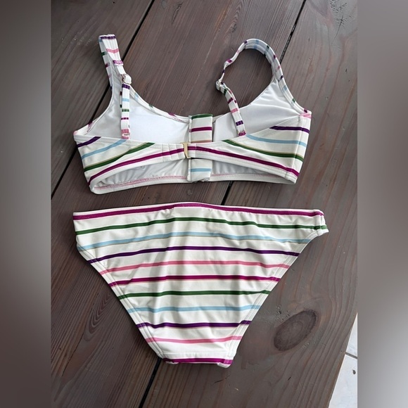 Kate Spade Party Stripe Front-Zip Bikini Top & Bottoms Size Small - Picture 9 of 10